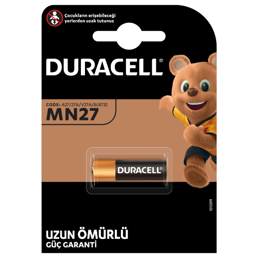 DURACELL 27A 12V ALKALİN PİL TEKLİ BLİSTER resmi