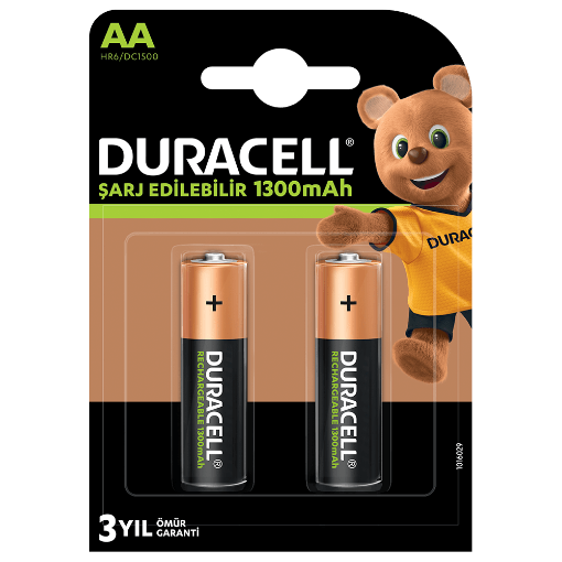 DURACELL Şarj Edilebilir Pil 2'li AA 1300 mAh 