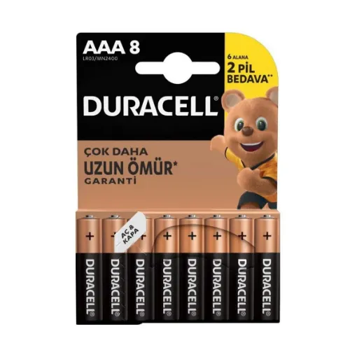 DURACELL AAA  ALKALİNE İNCE PİL 8LI BLİSTER resmi