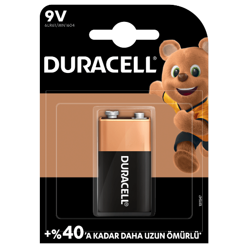 DURACELL 9V ALKALINE PİL TEKLİ BLİSTER resmi