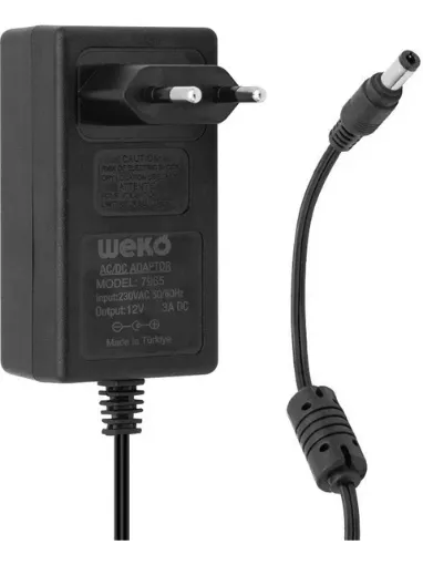 WEKO 6807 12V 3,2A  36W 5.5*2.5 UÇLU  ADAPTÖR resmi