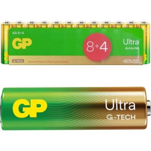 GP ULTRA  ALKALİN  AA 8+4 12Lİ SHRİNK KALEM PİL resmi