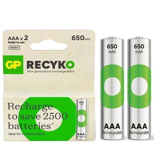 GP RECHARGE AAA 650MAH 2Lİ ŞARJLI PİL resmi