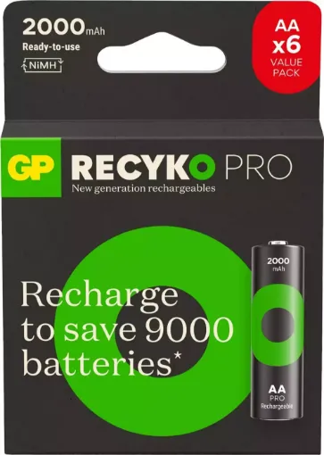 GP PRO RECHARGE AA 2000MAH 6LI KART ŞARJLI PİL resmi