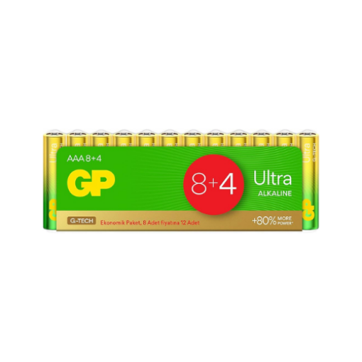 GP ULTRA  ALKALİN  AAA  8+4 12Lİ SHRİNK İNCE PİL resmi