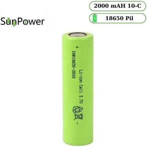 SUNPOWER 18650 2000 MAH 10C LİTHİUM PİL resmi