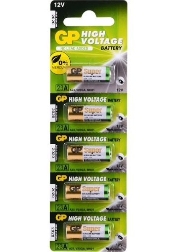 GP 23A Süper Alkalin 23A/MN21/V23GA Boy Pil 12 Volt 5'li Kart resmi