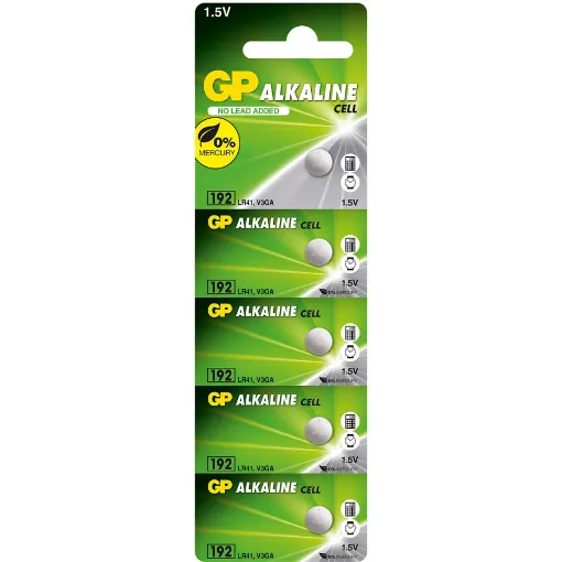 GP GP192-C5 LR41 Alkalin Düğme Pil 5'li Paket resmi