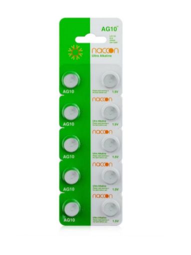 Naccon AG10 189 389 LR54 LR1130 Alkalin Düğme Pil 10'lu Paket resmi