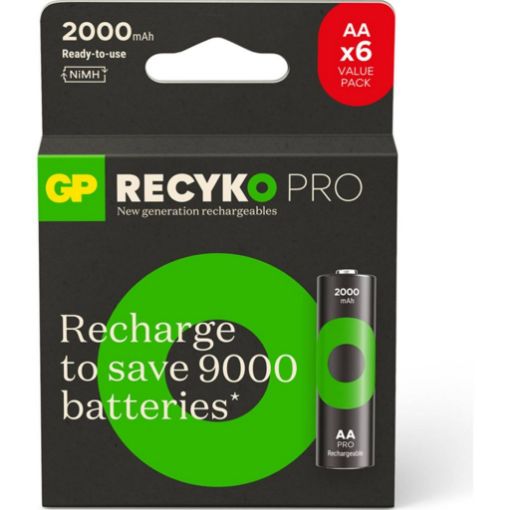 GP PRO RECHARGE AA KALEM PİL 2000MAH 6'LI KART ŞARJLI PİL resmi