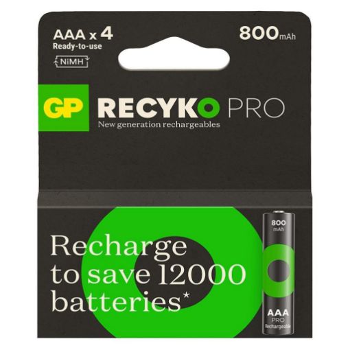 GP ReCyko Pro 800 mAh Ni-Mh 1.2 Volt AAA İnce Kalem Şarjlı Pil (4'lü Paket) resmi